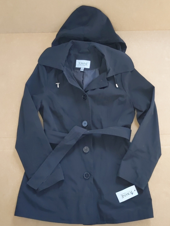 Jackets & Blazers - Towne (London Fig) Women's Black Hooded Trench Coat